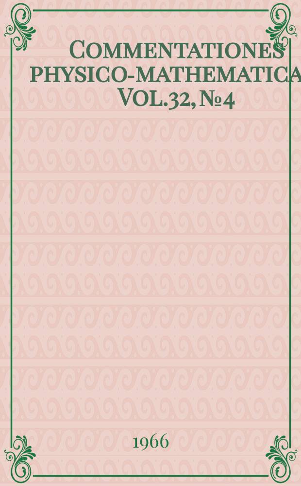 Commentationes physico-mathematicae. Vol.32, №4 : Mean sea level heights and elevation systems in Finland