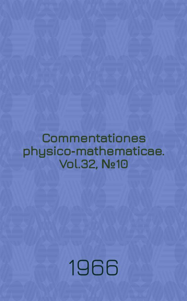 Commentationes physico-mathematicae. Vol.32, №10 : Linear theory of gravitation without potential