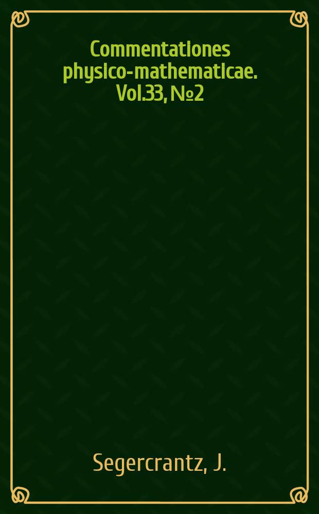 Commentationes physico-mathematicae. Vol.33, №2 : New parameters for rotations of solid bodies