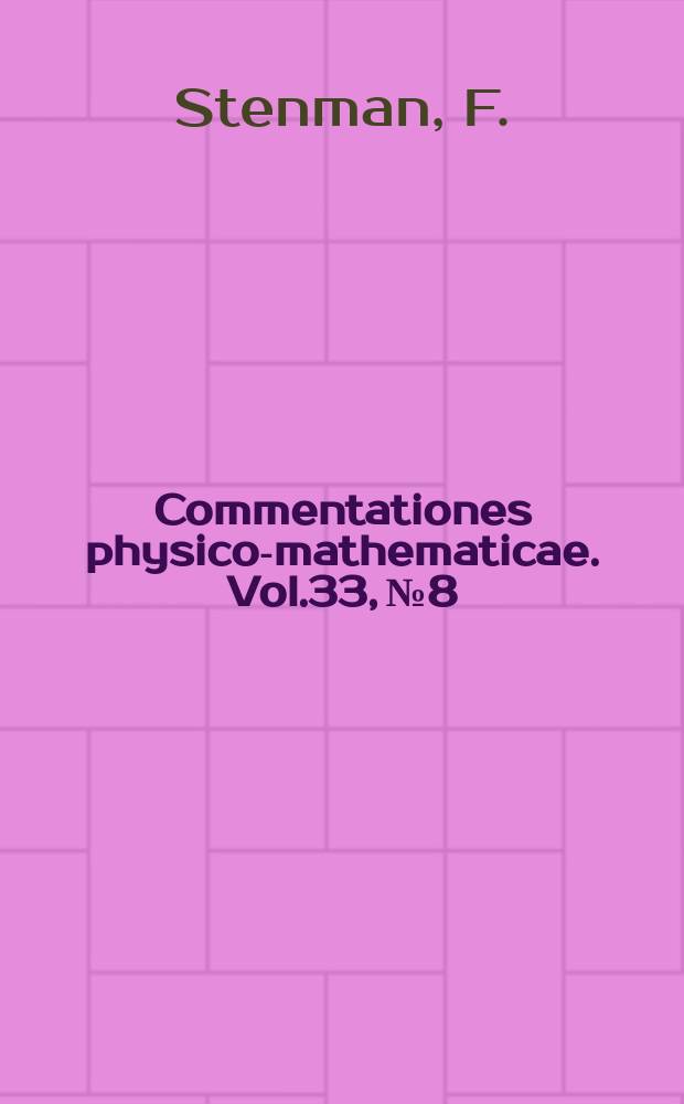 Commentationes physico-mathematicae. Vol.33, №8 : On the use of a ruby laser for exciting Raman scattering from coloured powders