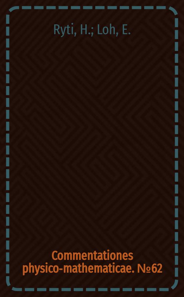 Commentationes physico-mathematicae. №62 : Heat transfer of fine-wire fuse