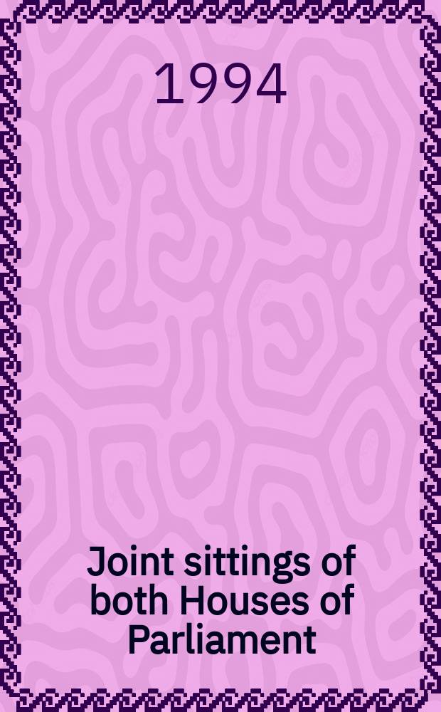 Joint sittings of both Houses of Parliament (Hansard)