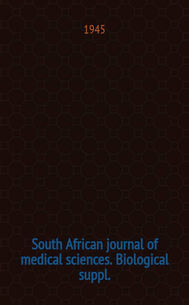 South African journal of medical sciences. Biological suppl.