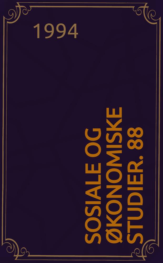 Sosiale og &oslash;konomiske studier. 88 : Regional analyse av arbeidsmarked og demografi
