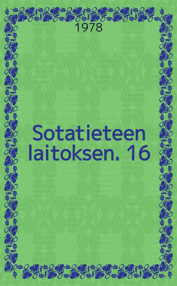 Sotatieteen laitoksen. 16 : 2. Talisodan historia
