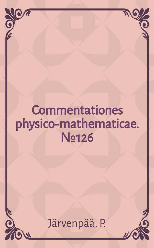 Commentationes physico-mathematicae. №126 : Intestinal metabolism of estrogens