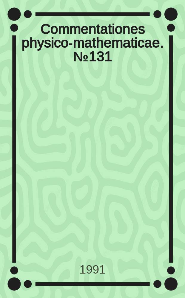 Commentationes physico-mathematicae. №131 : Residues of certain chlorinated and aromatic ...