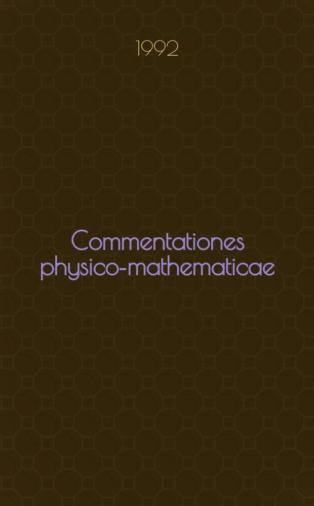 Commentationes physico-mathematicae : Atmospheric aerosol optical thickness ...