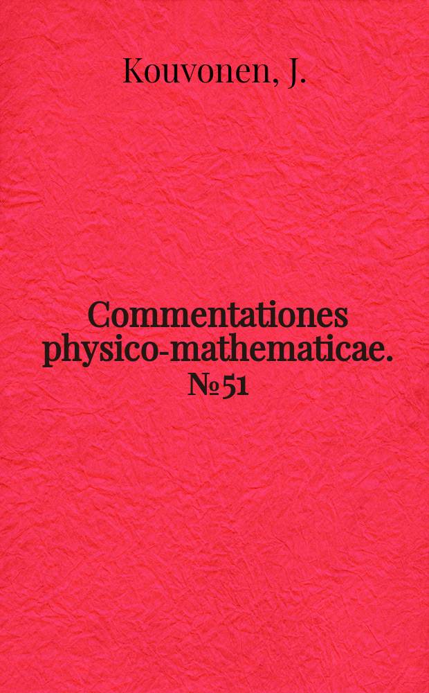 Commentationes physico-mathematicae. № 51 : Structure of the porcine intestinal intrinsic factor