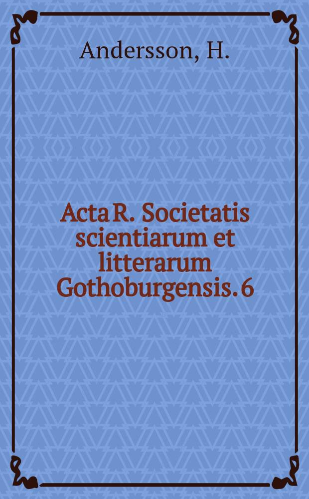 Acta R. Societatis scientiarum et litterarum Gothoburgensis. 6 : Urbanisierte Ortschaften und lateinische Terminologie