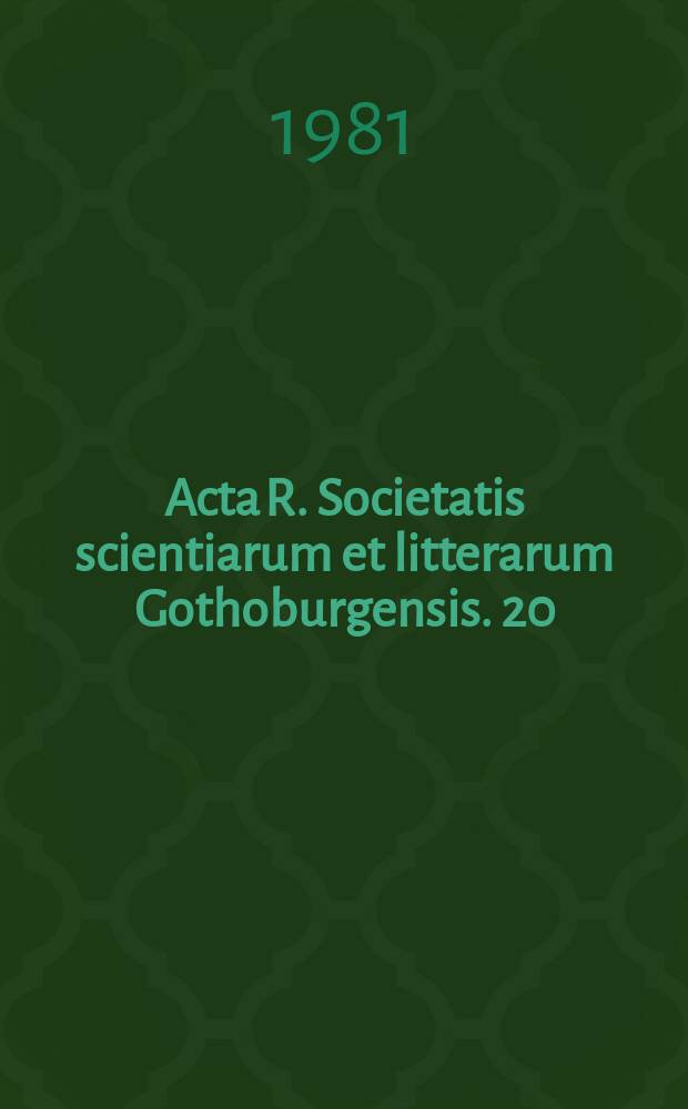 Acta R. Societatis scientiarum et litterarum Gothoburgensis. 20 : The bulion flow between Europe