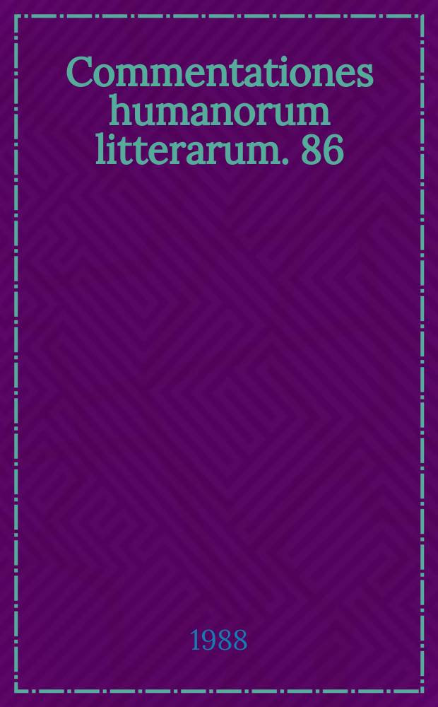Commentationes humanorum litterarum. 86 : Carnis resurrectio