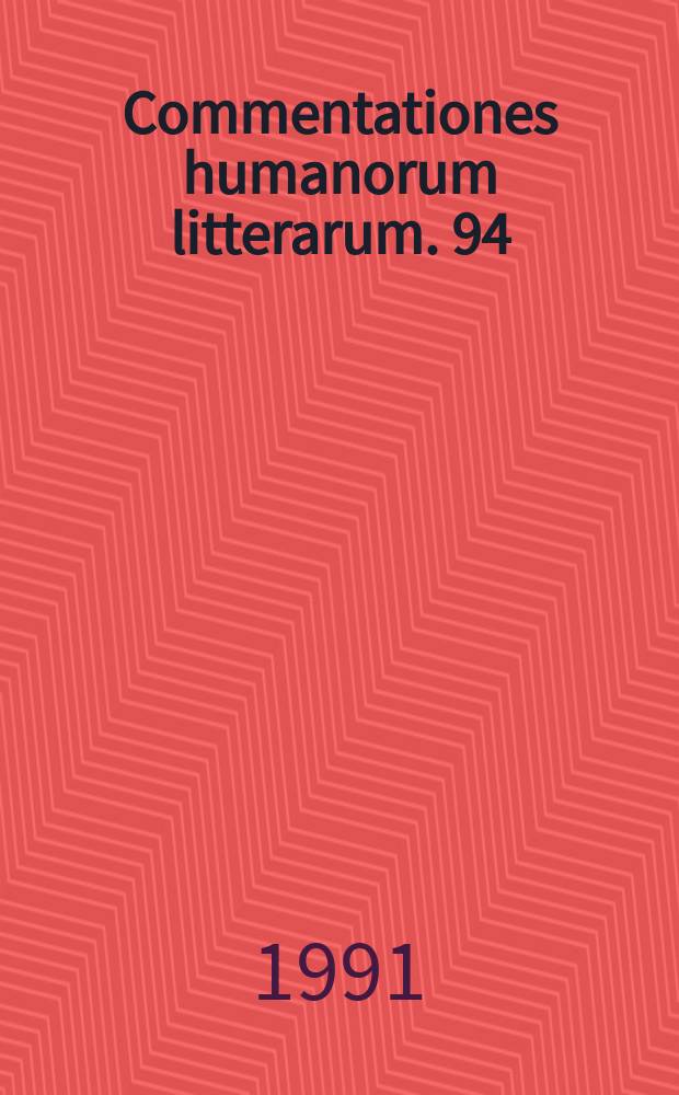 Commentationes humanorum litterarum. 94 : Der philostrateische Apollonios