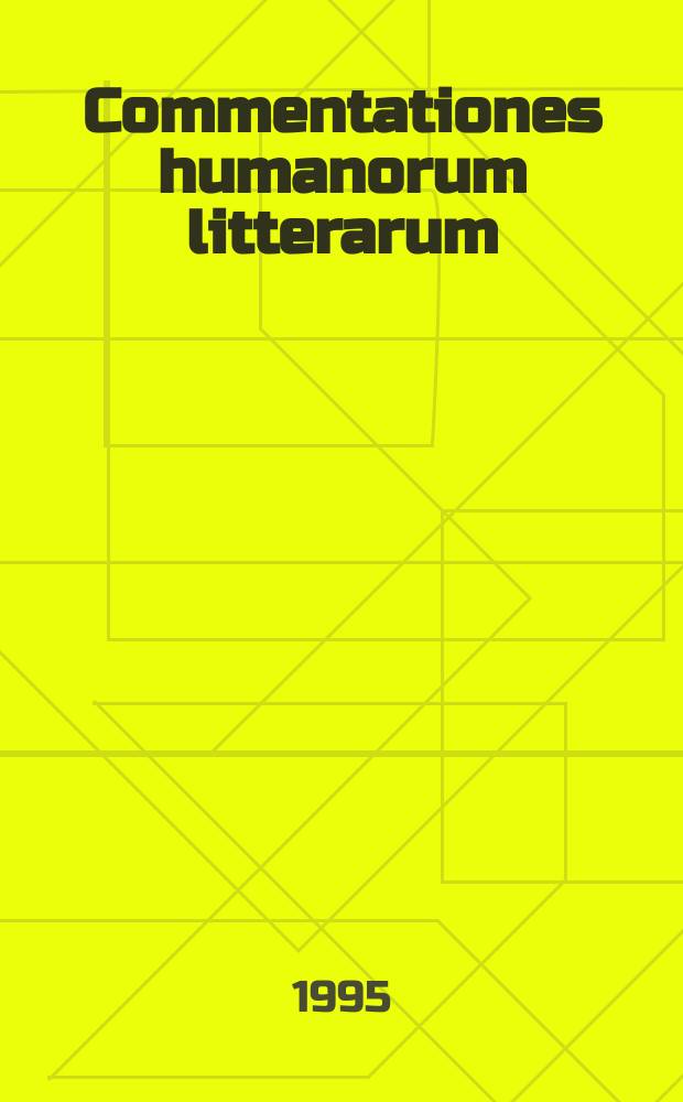 Commentationes humanorum litterarum : Colloquium epigraphici latini (1991; Helsingiae)