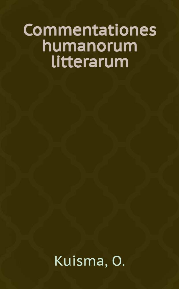 Commentationes humanorum litterarum : Proclus' defence of Homer