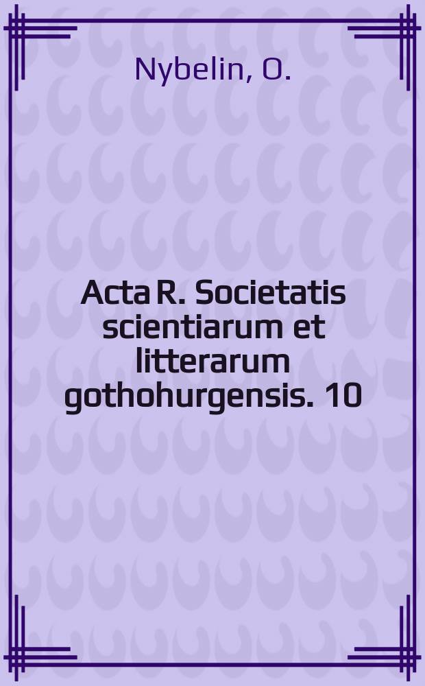 Acta R. Societatis scientiarum et litterarum gothohurgensis. 10 : On the so-called postspiracular bones