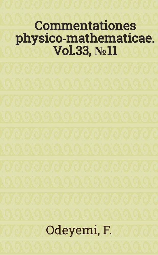 Commentationes physico-mathematicae. Vol.33, №11 : Kraft digestions of some Nigerian hardwoods