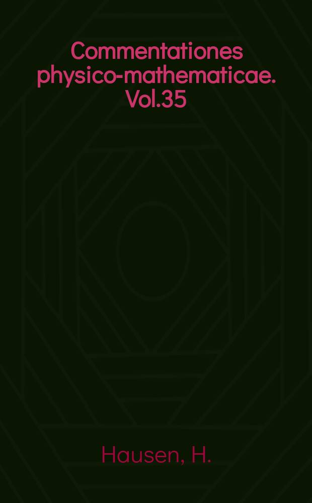 Commentationes physico-mathematicae. Vol.35 : Some contributions to the geology of La Palma Canary islands