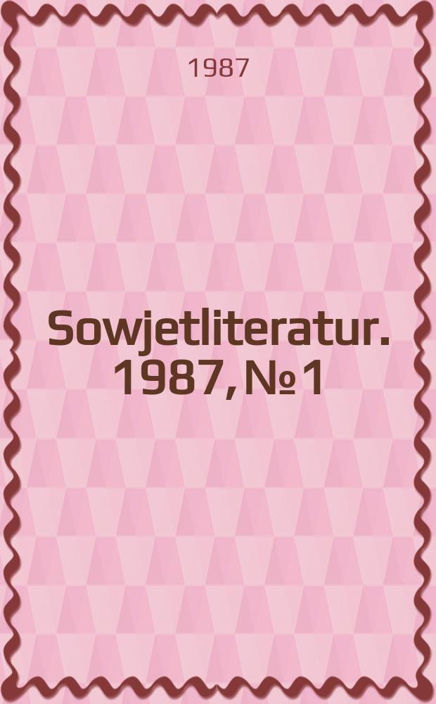 Sowjetliteratur. 1987, №1 : In Erinnerung an Alexander Puschkin