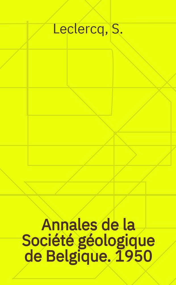 Annales de la Société géologique de Belgique. 1950/1951, T.9 : Etude morphologique et anatomique d'une fougère du Dévonien supérieur Le Rhacorby ton zygomatiques novice
