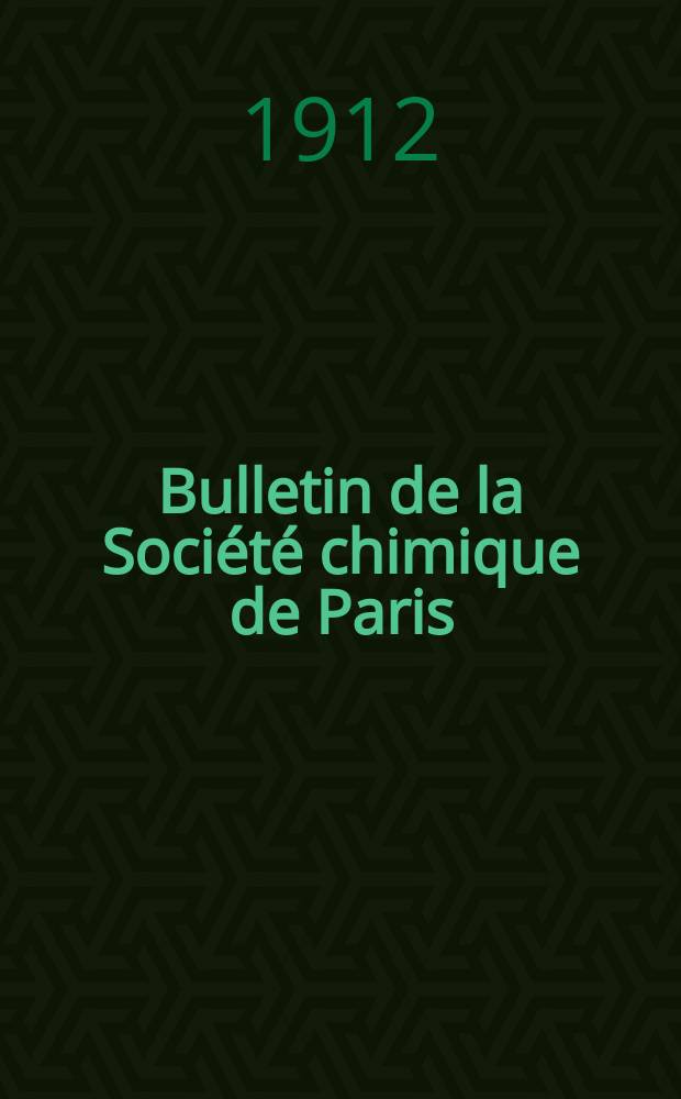 Bulletin de la Société chimique de Paris : Comprenant le Compte rendu des travaux de la Société et l'analyse des mémoires de chimie pure et appliquée. T.11
