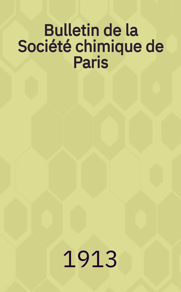 Bulletin de la Société chimique de Paris : Comprenant le Compte rendu des travaux de la Société et l'analyse des mémoires de chimie pure et appliquée. T.14