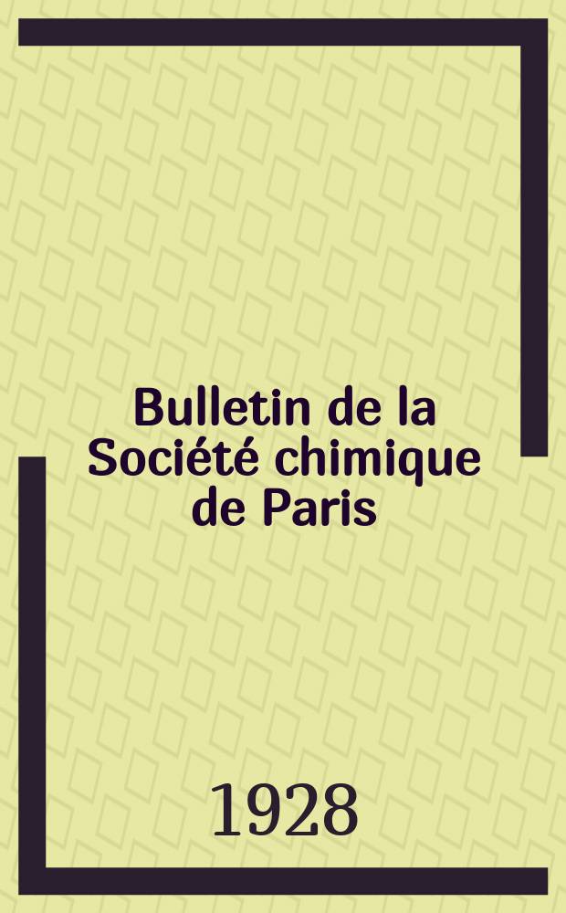 Bulletin de la Société chimique de Paris : Comprenant le Compte rendu des travaux de la Société et l'analyse des mémoires de chimie pure et appliquée. T.43-44, №5