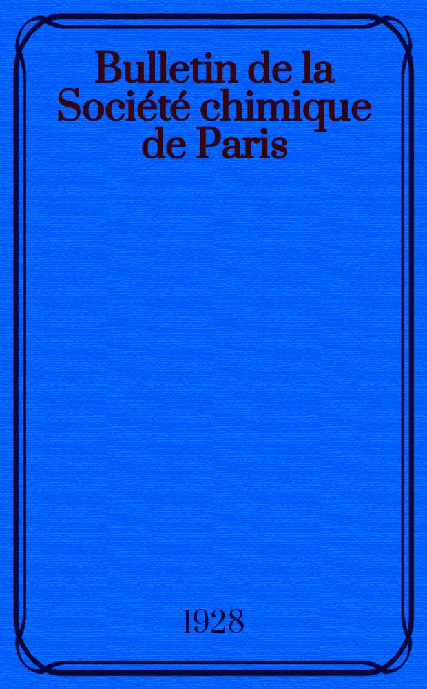 Bulletin de la Société chimique de Paris : Comprenant le Compte rendu des travaux de la Société et l'analyse des mémoires de chimie pure et appliquée. T.43-44, №10