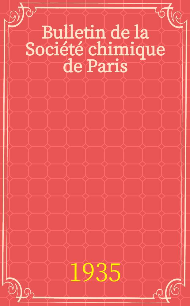 Bulletin de la Société chimique de Paris : Comprenant le Compte rendu des travaux de la Société et l'analyse des mémoires de chimie pure et appliquée. T.2, №1