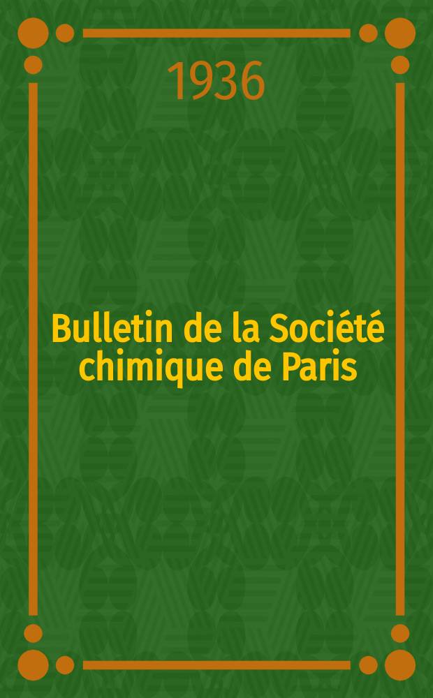 Bulletin de la Société chimique de Paris : Comprenant le Compte rendu des travaux de la Société et l'analyse des mémoires de chimie pure et appliquée. T.3, №1
