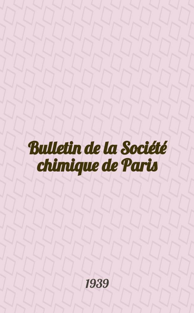 Bulletin de la Société chimique de Paris : Comprenant le Compte rendu des travaux de la Société et l'analyse des mémoires de chimie pure et appliquée. T.6, №1