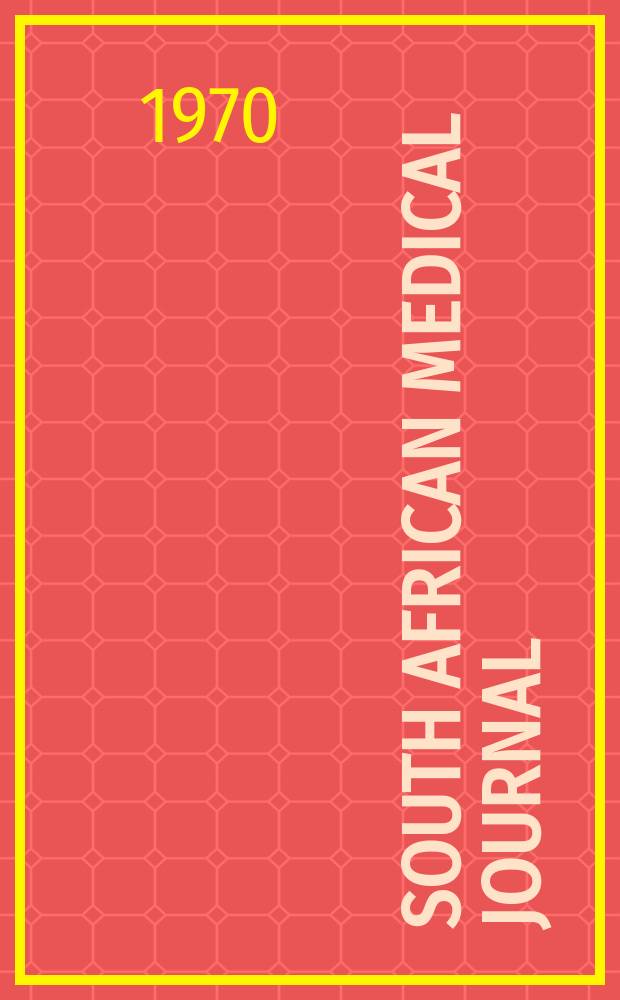South African medical journal : Organ of the Med. assoc. of South Africa Inc. the "S.A. Medical record" and "Medical journal of S.A." Formerly the Journal of the Medical association of S.A. (B.M.A.). Vol.44, №34 : (Radiology issue)