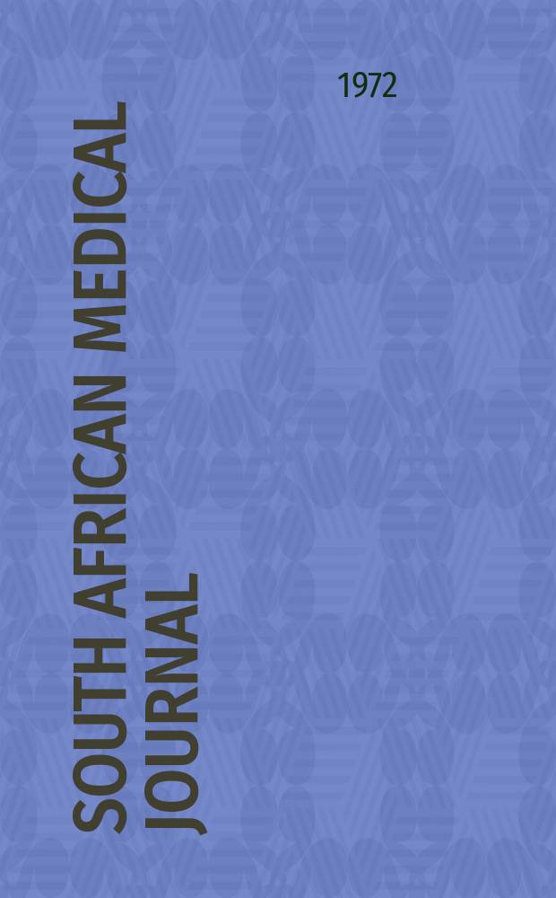 South African medical journal : Organ of the Med. assoc. of South Africa Inc. the "S.A. Medical record" and "Medical journal of S.A." Formerly the Journal of the Medical association of S.A. (B.M.A.). Vol.46, №50 : (Radiology issue)