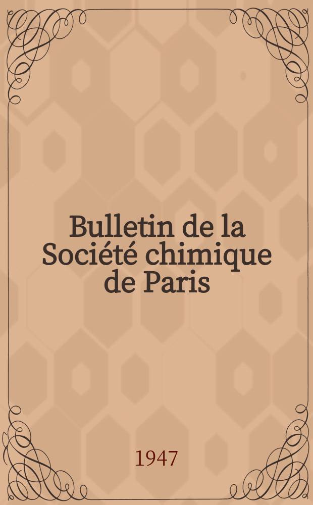 Bulletin de la Société chimique de Paris : Comprenant le Compte rendu des travaux de la Société et l'analyse des mémoires de chimie pure et appliquée. T.14, Fasc.9/10