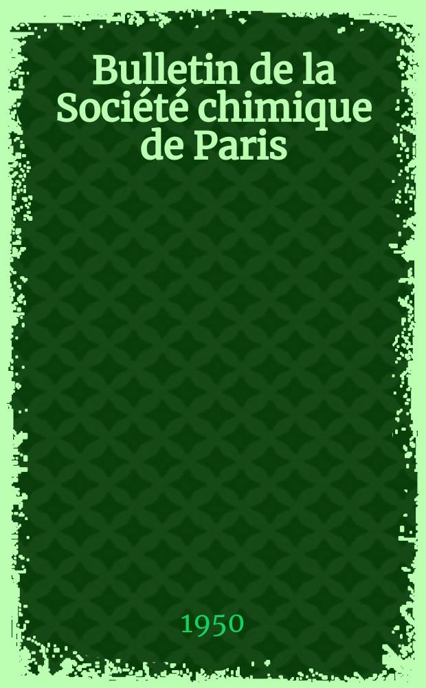 Bulletin de la Société chimique de Paris : Comprenant le Compte rendu des travaux de la Société et l'analyse des mémoires de chimie pure et appliquée. Hommage à Victor Grignard à l'occasion du cinquantenaire de la publication de la première note sur la préparation et l'utilisation des organo - magnósiens