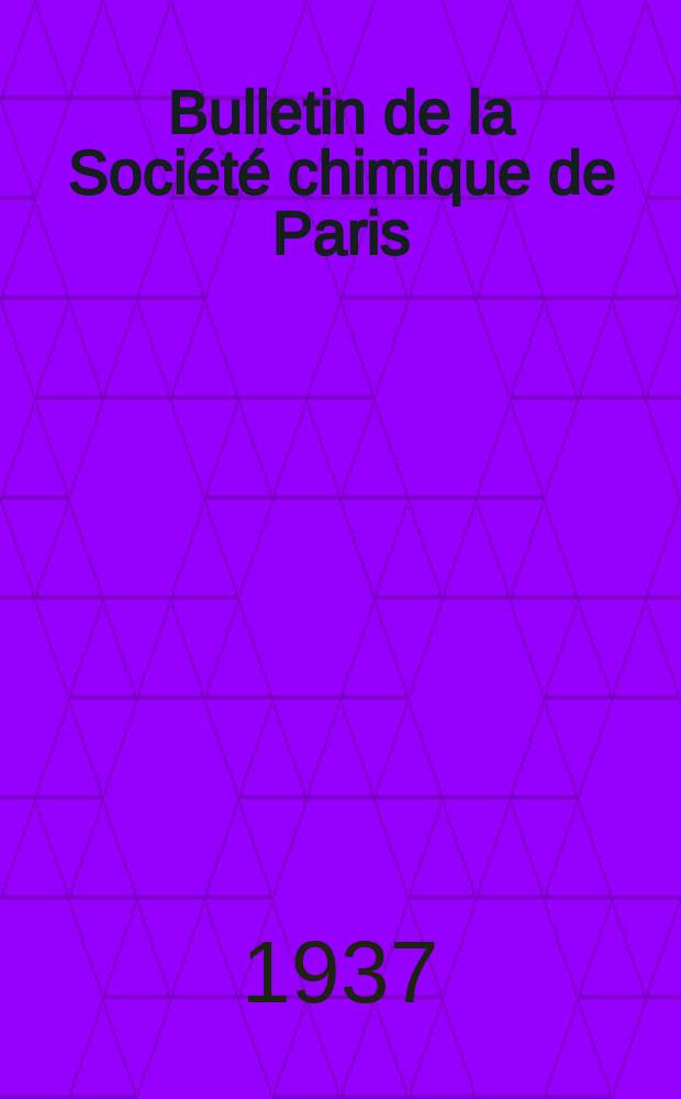 Bulletin de la Société chimique de Paris : Comprenant le Compte rendu des travaux de la Société et l'analyse des mémoires de chimie pure et appliquée. T.4, №1