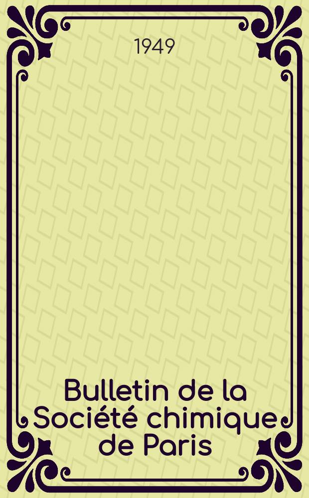 Bulletin de la Société chimique de Paris : Comprenant le Compte rendu des travaux de la Société et l'analyse des mémoires de chimie pure et appliquée. T.16, Fasc.1/2