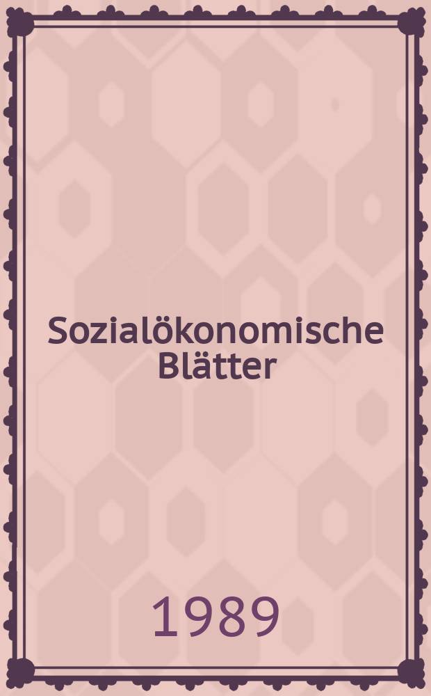 Sozialökonomische Blätter