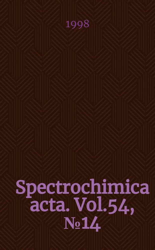 Spectrochimica acta. Vol.54, №14 : EPR and ENDOR spectroscopy of disordered systems in vitro and in vivo