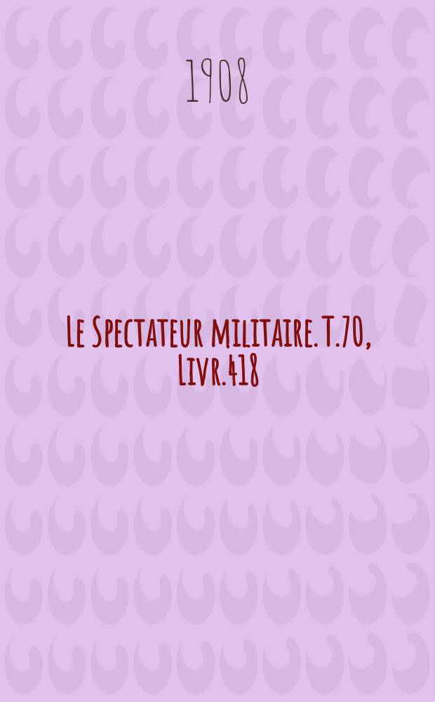 Le Spectateur militaire. T.70, Livr.418