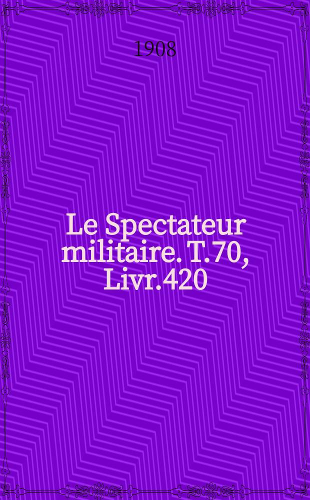Le Spectateur militaire. T.70, Livr.420