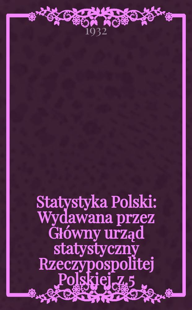 Statystyka Polski : Wydawana przez Główny urząd statystyczny Rzeczypospolitej Polskiej. z.5 : Statystyka przedsiębiorstw handlowych w Polsce 1932