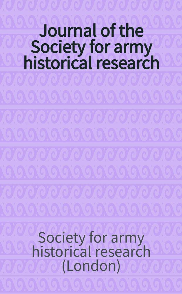 Journal of the Society for army historical research