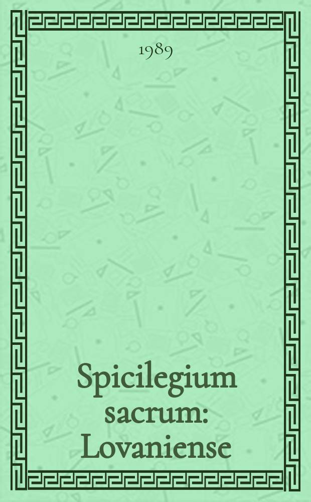 Spicilegium sacrum : Lovaniense: études et documents. Fasc.44 : Les chaînes exégétiques grecques