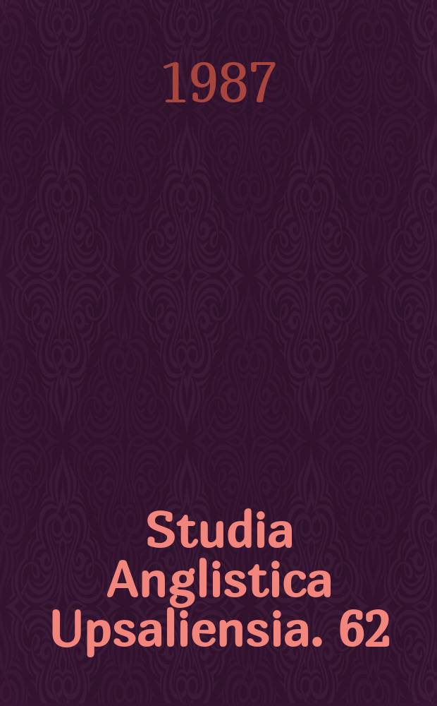 Studia Anglistica Upsaliensia. 62 : Domestic disharmony ...
