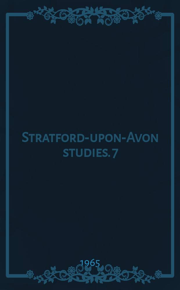 Stratford-upon-Avon studies. 7 : American poetry