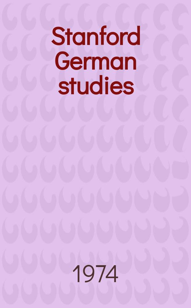 Stanford German studies : Ed. by the Dep. of Germ. studies, Stanford univ., California. Vol.5 : The skeptical muse