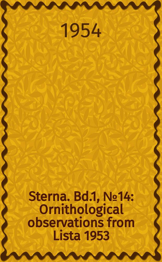 Sterna. Bd.1, №14 : Ornithological observations from Lista 1953