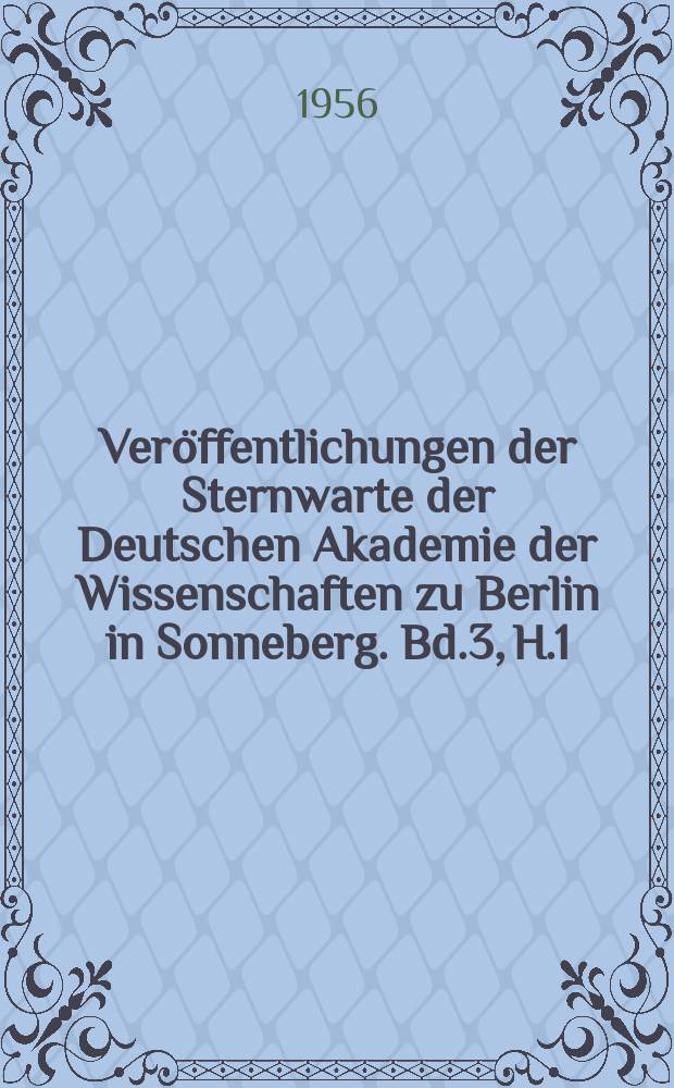 Veröffentlichungen der Sternwarte der Deutschen Akademie der Wissenschaften zu Berlin in Sonneberg. Bd.3, H.1 : Ergebnisse der Beobachtungen in Südwestafrika 1952-53