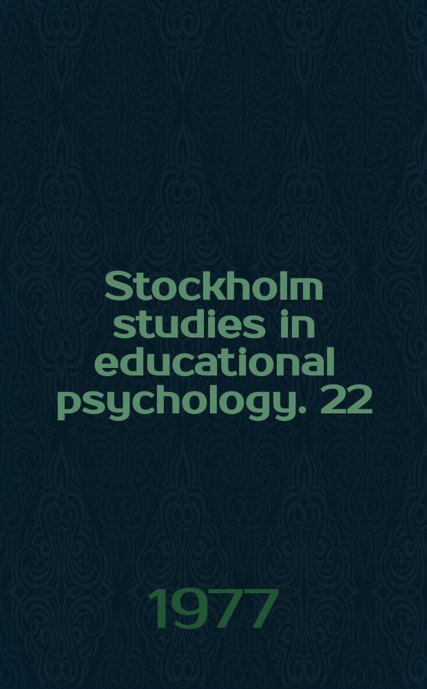 Stockholm studies in educational psychology. 22 : Adult education in relation to work and ...